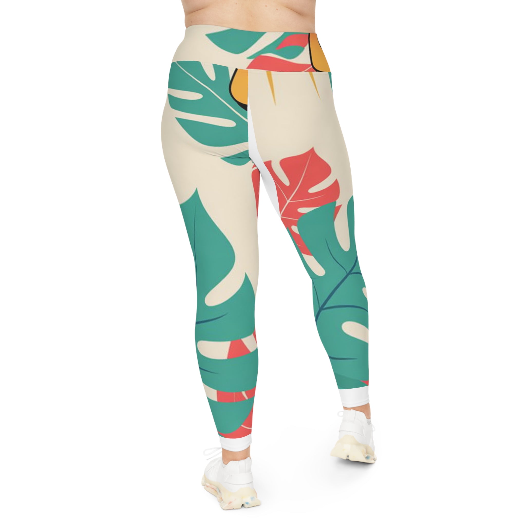 Tropical Plus Size Leggings, Comfortable Activewear, Summer Leggings, Gym Workout, Boho Style